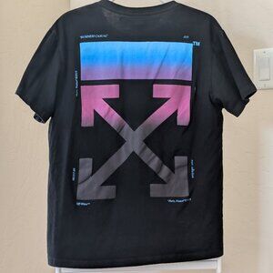Off-White "Business Casual" Tee Black w/ Blue & Pink Gradient Logo (Size Small)